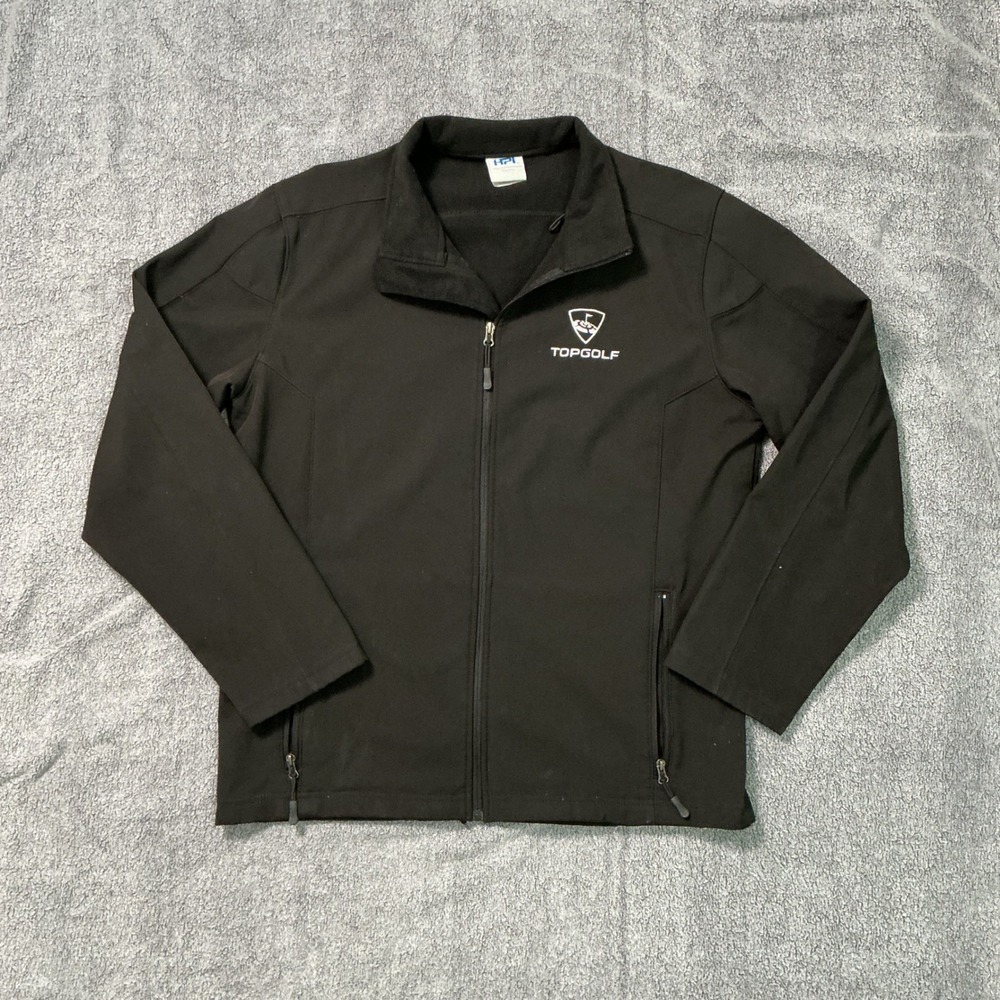 HPI Topgolf Mens Softshell Jacket Black Full Zip Fleece Lined TG9282BK Large